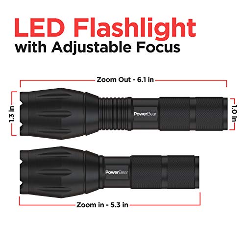 PowerBear LED Tactical Flashlight [3 Pack] Water Resistant with 5 Light Modes - Thumbnail 2