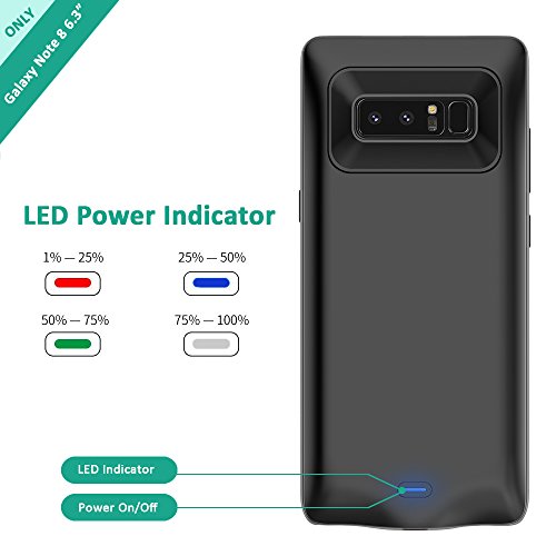 Galaxy Note 8 Battery Case, Stoon 5500mAh Portable Charger Case Rechargeable Extended Battery Pack Protective Backup Charging Case Cover for Samsung Galaxy Note 8(6.3Inch) (Black)