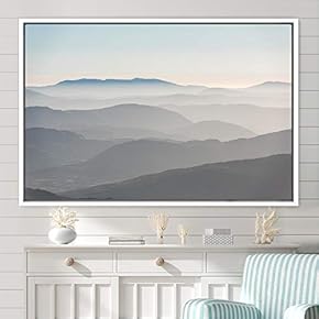 signwin Framed Canvas Wall Art White Sunset Abstract...