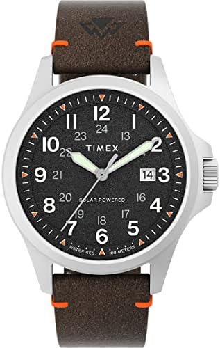 Expedition North - Reloj de 41 mm para hombre, eco-friendly marrón, correa de liberación rápida de dos piezas, esfera negra, caja de acero inoxidable TW2V64100