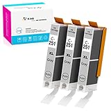 K-Ink Compatible Ink Cartridge Replacement for Canon CLI-251 CLI 251 XL Gray for PIXMA MG6320 IP8720 MG7520 MG7120 (3 Gray)