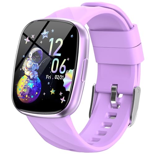 Kids Smart Watch,IP68 Waterproof Fitness Tracker Watch for Kids,HD Touch Screen Kids Sport Watch with 100 Excecise Modes Alarm Clock Heart Rate Sleep Monitor, Watch for Boys Girls 6-14 (Purple)