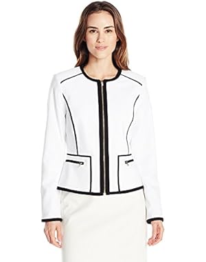 Piped Zip Up Blazer Jacket