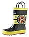 OAKI Kids Rubber Rain Boots with Easy-On Handles, Fireman Rescue, 13T US Toddler