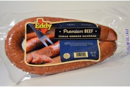 Eddy Premium Beef Texas Smoked Sausage 14 Oz (4 Pack)