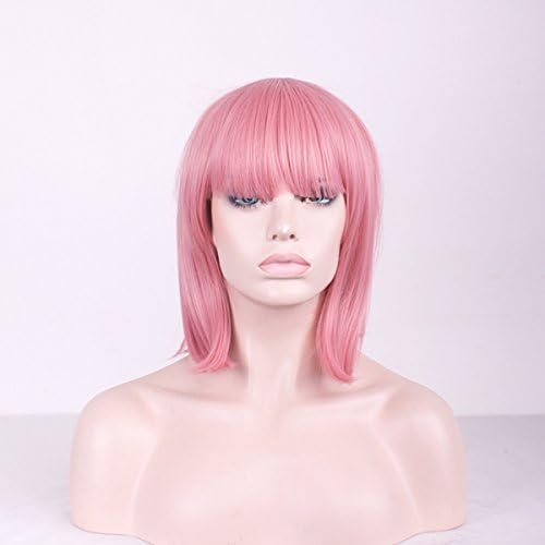 MOCOO Straight Short Hair Bob Wigs 12'' with Flat Bangs Cosplay Synthetic Wigs JF002