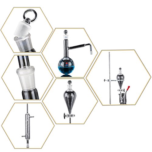 24pcs New 500ml Lab Essential Oil Distillation Apparatus Water Distiller Purifier Glassware Kits w/Condenser Pipe Flask - Thumbnail 4