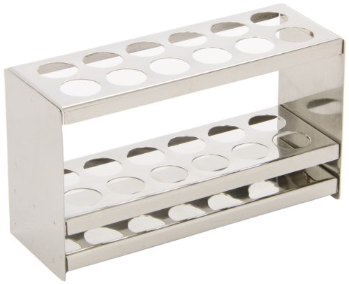 BrandTech B8210 Stainless Steel Test Tube Rack, 17mm x 12 tubes, 145mm Length x 52mm Width x 90mm Height