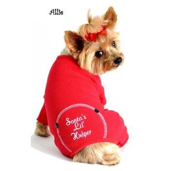 "SANTA'S LIL HELPER"  DOG PET CHRISTMAS EMBROIDERED COTTON PAJAMAS  ALL SIZES (XS)