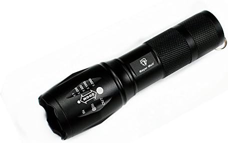 Tactical Flashlight, Aluminum Portable Ultra Bright LED Flashlight with Adjustable Focus and 5 Light Modes Torches