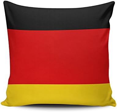Hoooottle Custom Beauty Design Germany Flag Black Red Gold Tricolour Euro Square Pillowcase Zippered One Side Printed 26x26 Inches Throw Pillow Case Cushion Cover