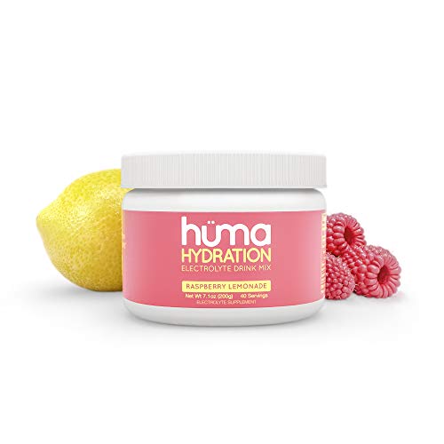 HUMA CHIA Hydration Drink Mix, Raspberry Lemonade 40 Servings - Low Calorie, High Electrolyte Powder - 100% Natural, 1g Sugar, 10 Cal