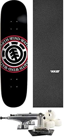 Element Skateboards Seal Black Skateboard Deck - 8" x 32.06" with Components - Bundle of 7 Items
