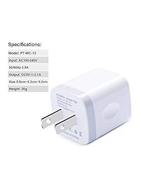 Sicodo - Adaptador de cargador de pared con doble puerto USB