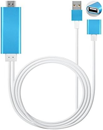 Lightning to HDMI Cable for iPhone iPad &amp; Samsung Smartphones, Plug and Play Lightning &amp; MHL to HDMI Adapter HDTV Adapter Cable for Screen Mirroring on HDTV Projector (Blue)