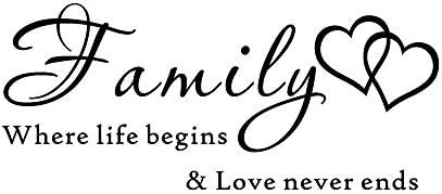 12shage Clearance!!! Wall Stickers DIY Family Where Life Begins & Love Never End PVC Wall Sticker Art Decal Room Home Decor for Kitchen Bathroom Bedroom Living Room Modern Home Decor