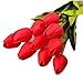 FatColo Artificial Mini Tulip Flowers, Stunning Real Touch PU Plastic Flowers for Wedding Home Room Hotel Party Event Decoration, Piece of 10 (Red)