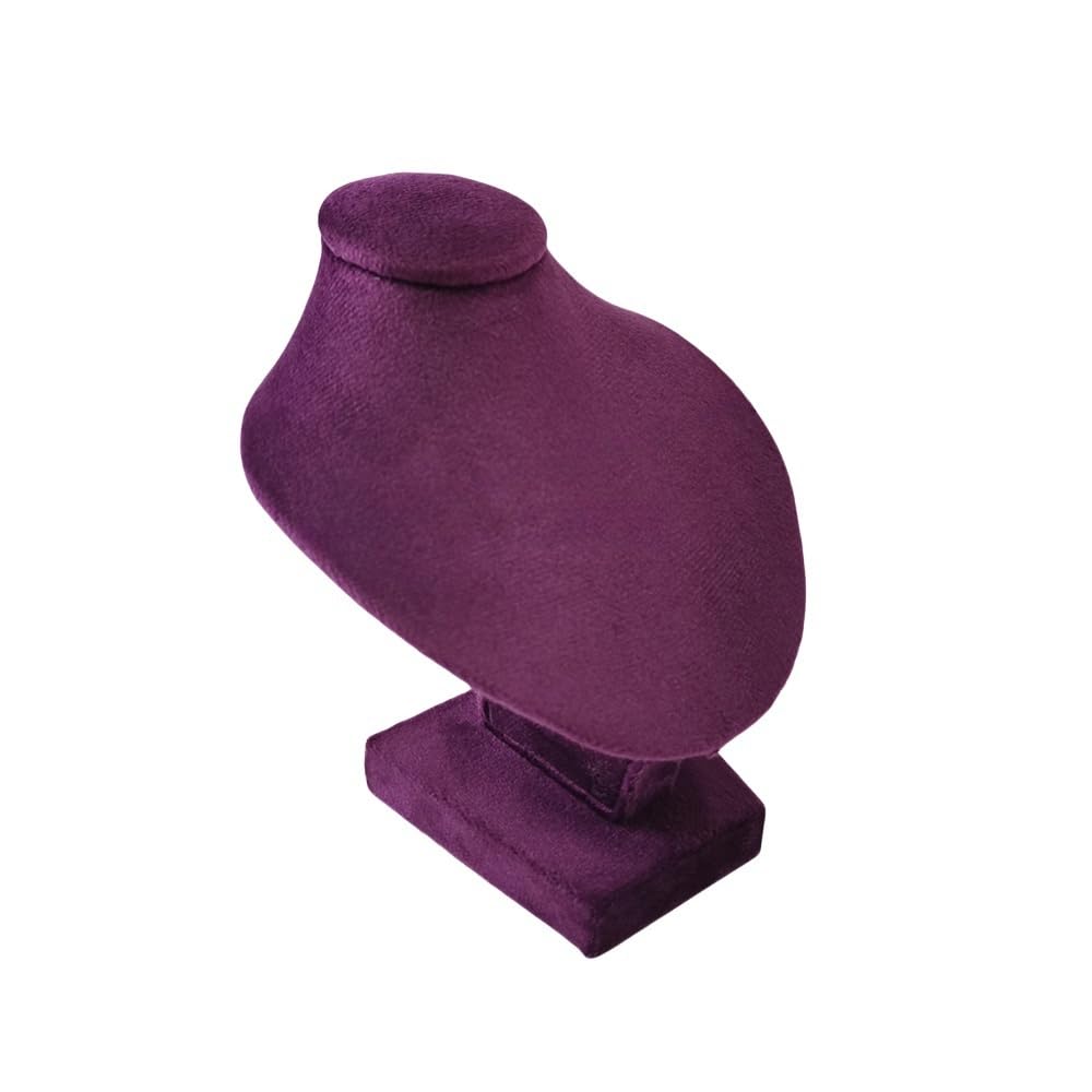 Photo 1 of SCIKHEFT Mini Pendant Display Bust Velvet Jewelry Bust Stand Pendant Holder Velvet Mannequin Necklace Stand Wooden Portrait Model 12cm (Purple)