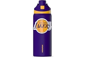 Hydrapeak x NBA Officially Licensed Los Angeles Lakers Oasis 32 oz Water Bottle with Chug Lid Push Button, Stainless Steel Water Bottle No Straw, 32 oz Insulated Water Bottle