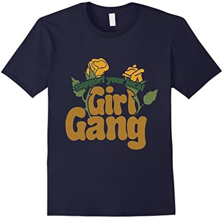 Men's Support your Local Girl Gang t-shirt Retro feminist tee Medium Navy