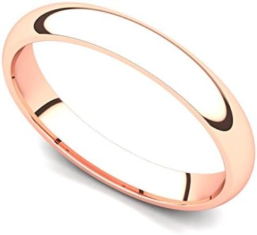 14k Rose Gold 3mm Classic Plain Comfort Fit Wedding Band Ring