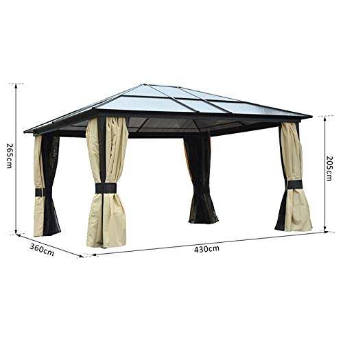 Ausstattung Patio Aluminium Pavillon Baldachin Festzelt Party Zelt Hardtop Dach Gartenunterstand mit Mesh Seitenwände 4… – Bild 6