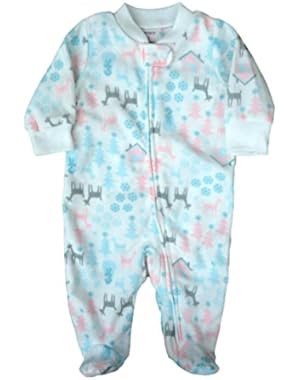 Carter Infant Girl Plush White Holiday Deer Footed Sleeper Sleep Play Pajama