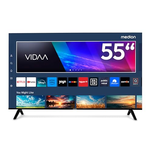 MEDION 138,8 cm (55 Zoll) Ultra HD Fernseher (Smart-TV, HDR10, VIDAA Store, Netflix, Prime Video, Disney+, DAZN, Paramount+, HbbTV, PVR, Bluetooth, MD