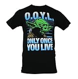 Star Wars Mens T-Shirt - OOYL Only Once You Live Yoda Image (Medium) Black