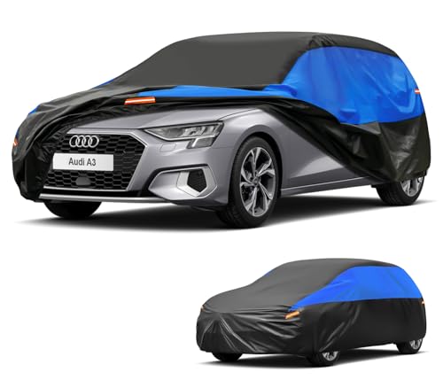 GUNHYI Breathable Waterproof Car Cover, Cover for Cars Audi A3 S3 RS3 Sportback Hatchback, Black Blue Canvas Car Garage Complete for Protection Against Rain, Sun and Dust.