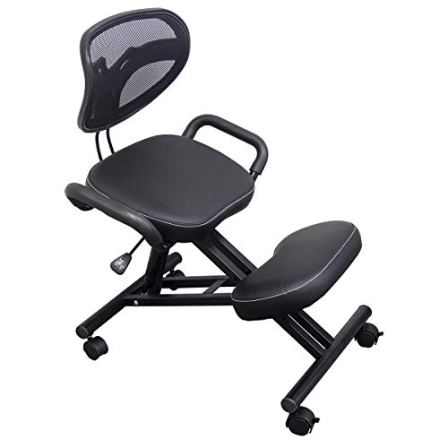 Kneeling Chair Ergonomic Posture Stool - Bizzoelife Height Adjustable Knee Stool for Back Relief with Rolling Casters - Thumbnail 6