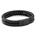 Meangel Genuine Leather Bracelet for Men Stainless Steel Braid Bangle With Magnetic Buckle Clasp