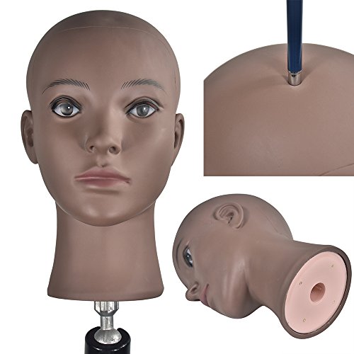 Bald Female Mannequin Head Scarf Hat Cap Wigs Glasses Display Model,Black skin