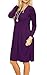 AUSELILY Women's Long Sleeve Dress Pleated Loose Swing Casual Dress with Pockets Knee Length Dresses 2025 New Purple L
