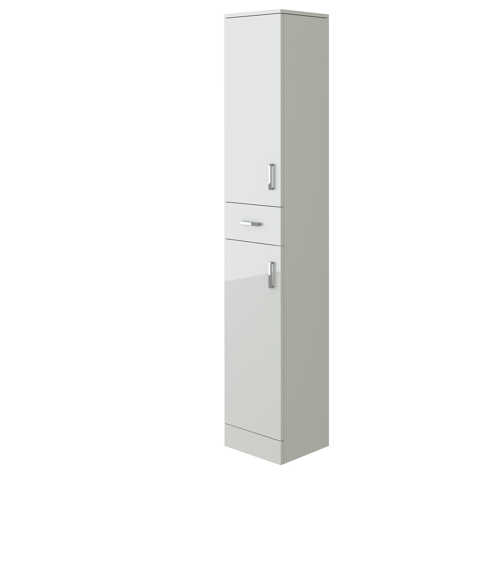 VeeBath Renova Floor Standing Tall Bathroom Storage Cabinet, Slim MDF Tallboy Unit with Soft Close Door and Removable Shelves, Modern Bathroom Storage in Gloss White, 190 x 35 x 33cm