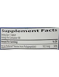 proferrin es Heme Hierro polypeptide Suplemento dietético tabletas, Azul/Verde, 90 Count