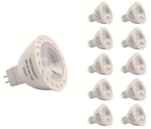 CBConcept 10-Pack, 5 Watt, 450 Lumen, MR16 GU5.3 LED Bulb, Warm White 3000K, 50W Halogen Bulbs Equivalent, 36° Beam Angle, 12 VAC/DC, Not Dimmable,Recessed Lighting,Track Lighting,Spotlight,LED Light