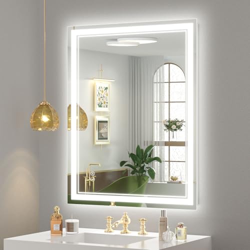 OKPAL LED Bathroom Mirror 24x36 Dimmable Anti-Fog