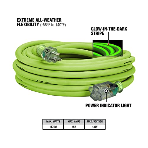 Flexzilla Pro Extension Cord, 10/3 AWG SJTW, 50 ft., Lighted Plug