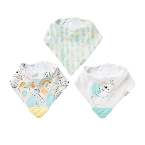 Nuby Bandana Baby Teething Bibs, Soft & Absorbent, 3-Pack, 3M+