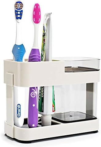 Alfie Toothbrush Holder, Toothbrush Toothpaste Stand Holder with 1 Cup Bathroom Storage Organizer, Detachable(1 Cup)