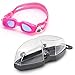 Aqua Sphere Moby Junior Swim Goggles with Blue Lens (Pink/White). UV Protection Anti-Fog Swimming Goggles for Kids