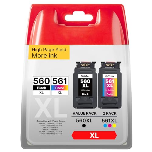 560 561 patronen Kompatible für Canon druckerpatronen 560 XL 561 XL für Canon PIXMA TS5350i TS7450i TS5300 TS5350a TS5350 TS5351i TS5355a TS7400 TS7451a TS7450 TS5351a(1 Schwarz, 1 Farbe)