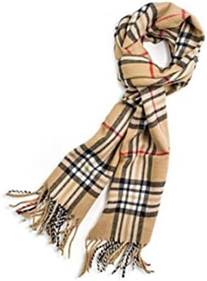 Unisex Super Soft Classic Elegant Cashmere Feel Winter Scarf (Camel Plaid)