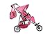 Exquisite Buggy, Twin DOLL Jogger Stroller with Diaper Bag, PINK / POLKA DOTS designed With a Carriage Bag and 2 FREE Magic Bottles Included (Fits Bitty Twins Dolls )