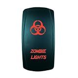 QUNQI STAR 5 pin Laser Backlit Rocker Switch ZOMBIE LIGHTS 20A 12V On/off LED Light Toggle Switch (Red)