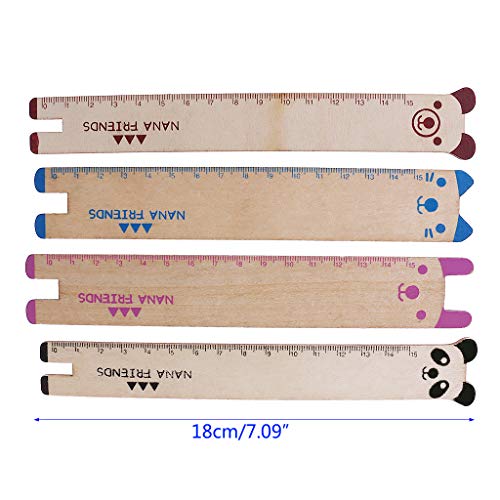 Junlinto Cute Animal Wooden Straight Ruler Measuring Tool Stationery Office School Supply-Black