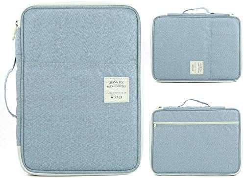 SCTD A4 Document Bags Portfolio Padfolio Organizer-Multi-Functional Waterproof Travel File Folder Case Zippered Note Pouch for Pads, Planners,Files, Notebooks, Pens, Documents (Grey)
