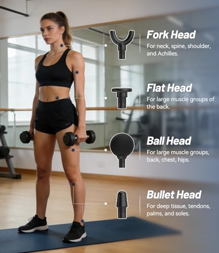Mini Massage Gun, 30 Speed Handheld Muscle Massage Gun, Portable Massage Gun, Easy to Carry, Equipped with 4 Massage Heads, Unique Gift for Mother's Day, Ideal Gifts for Men Women (Black)