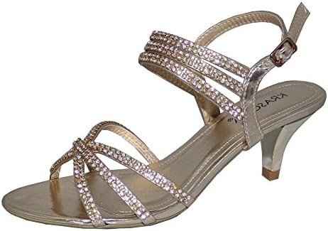 Ladies Womens Diamante Sparkly Low Heel Evening Wedding Party Sandals Shoes